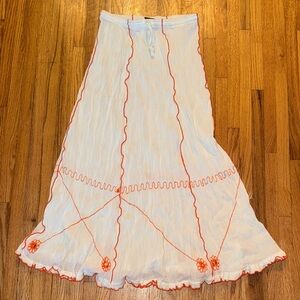 Ingear White Maxi Skirt with Orange Accents